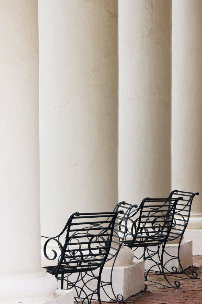 Wrought Iron Chairs and Columns